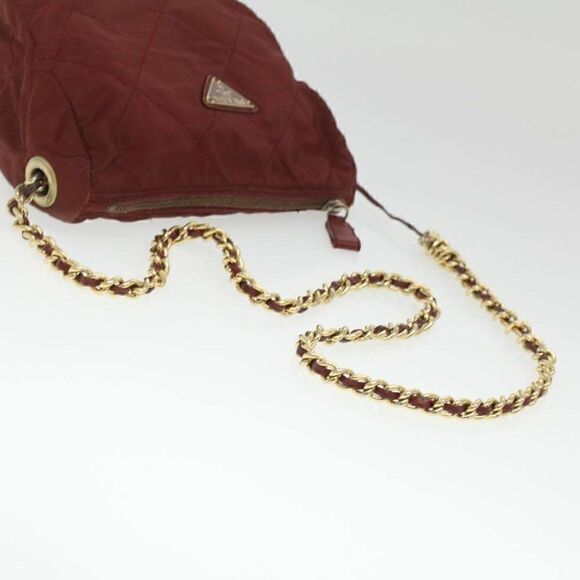 PRADA Chain Shoulder Bag Nylon Red - Picture 8 of 15